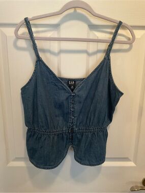 GAP Washed Blue Denim Button-Front Camisole Top Size Med NWOT